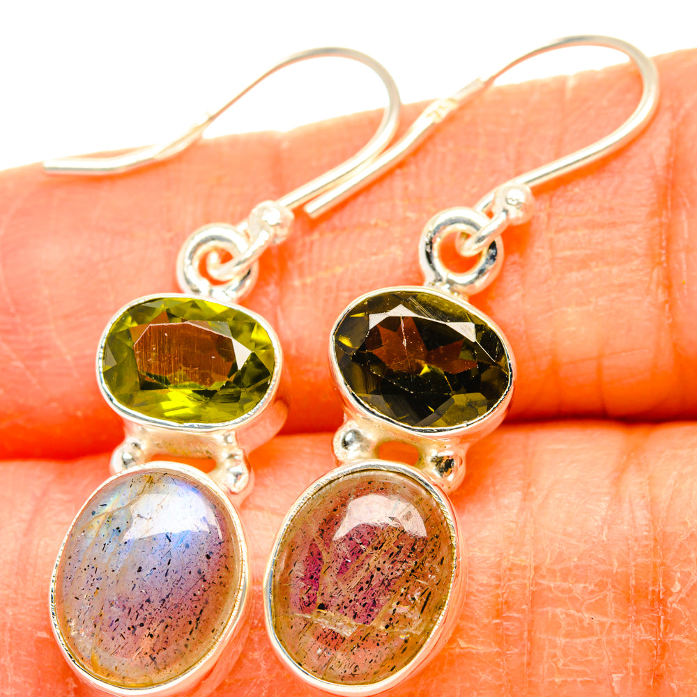 Labradorite, Green Tourmaline Earrings handcrafted by Anasilvercos - EARR428196