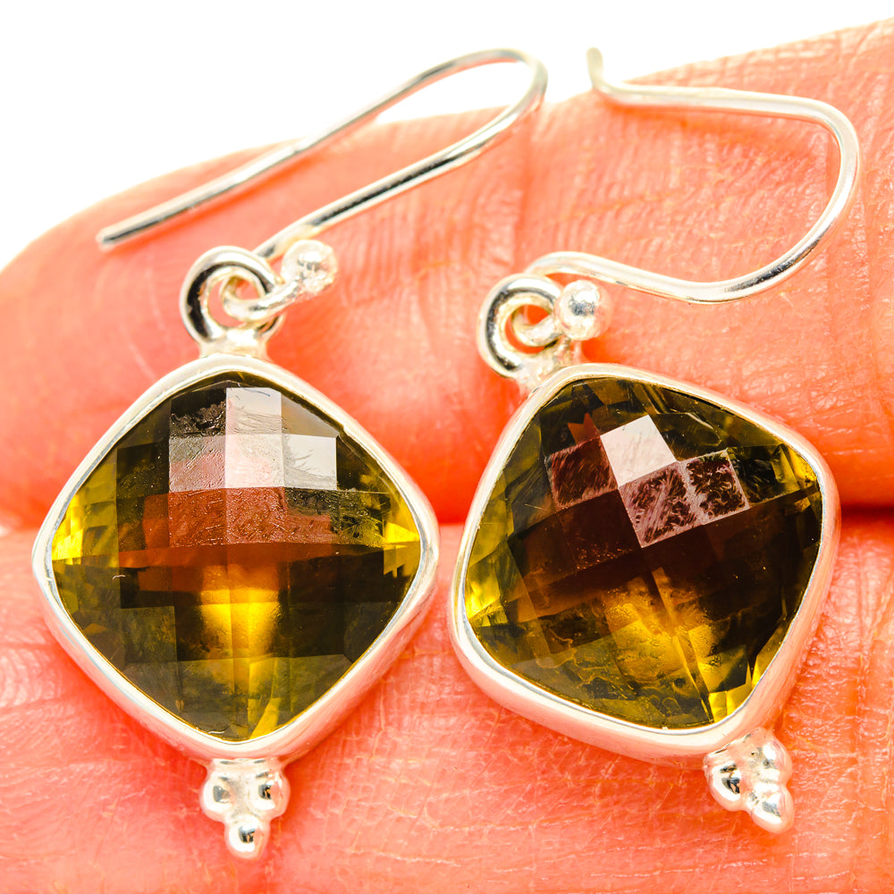 Olive Quartz Earrings handcrafted by Anasilvercos - EARR428202