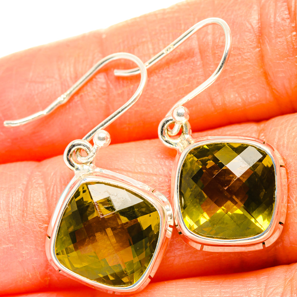 Olive Quartz Earrings handcrafted by Anasilvercos - EARR428207