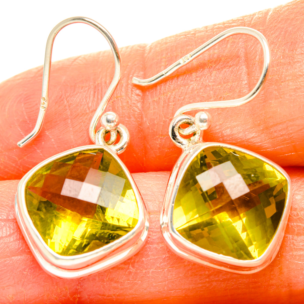 Lemon Quartz Earrings handcrafted by Anasilvercos - EARR428215
