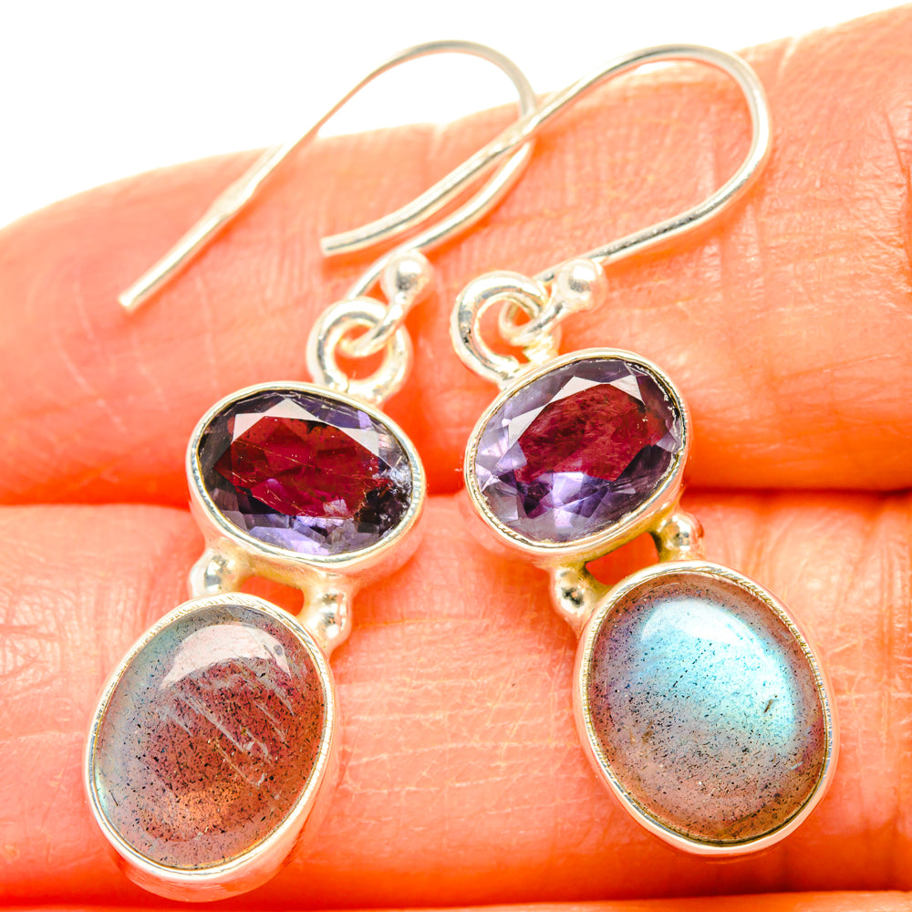 Labradorite, Tanzanite Earrings handcrafted by Anasilvercos - EARR428218