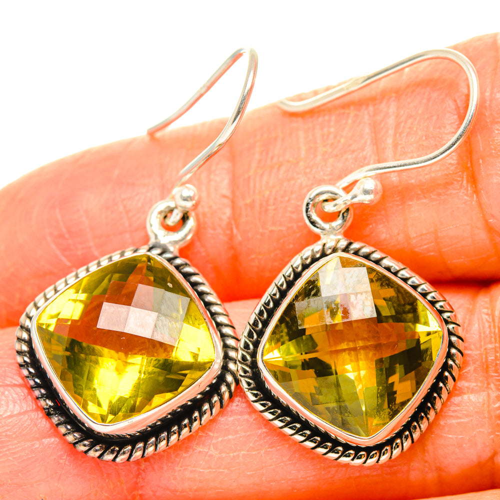 Lemon Quartz Earrings handcrafted by Anasilvercos - EARR428220