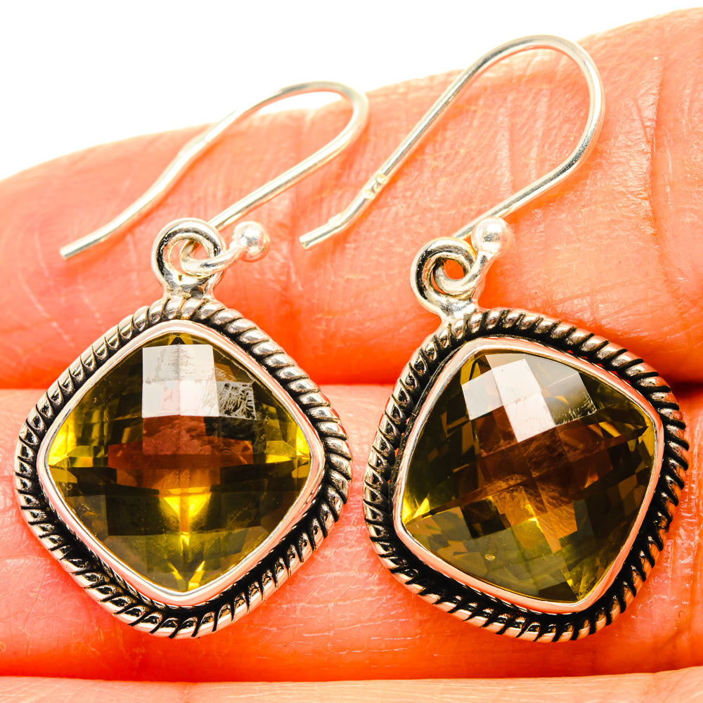 Olive Quartz Earrings handcrafted by Anasilvercos - EARR428222