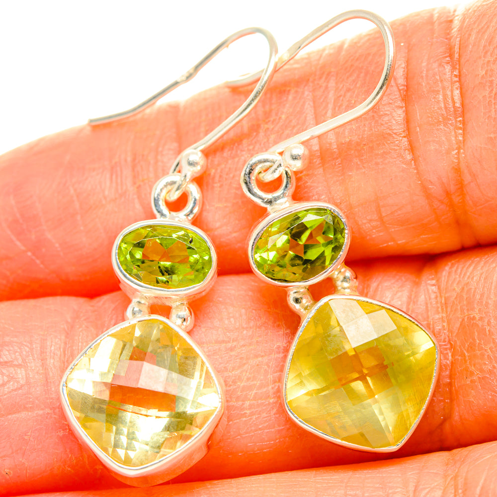 Lemon Quartz, Peridot Earrings handcrafted by Anasilvercos - EARR428223