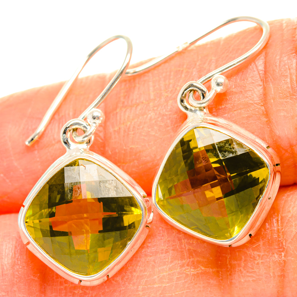 Lemon Quartz Earrings handcrafted by Anasilvercos - EARR428229