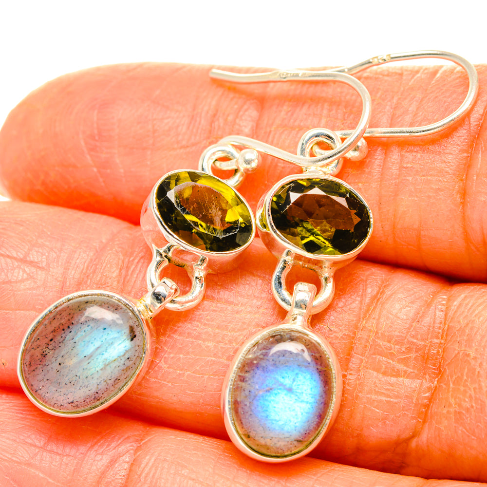 Labradorite, Green Tourmaline Earrings handcrafted by Anasilvercos - EARR428237