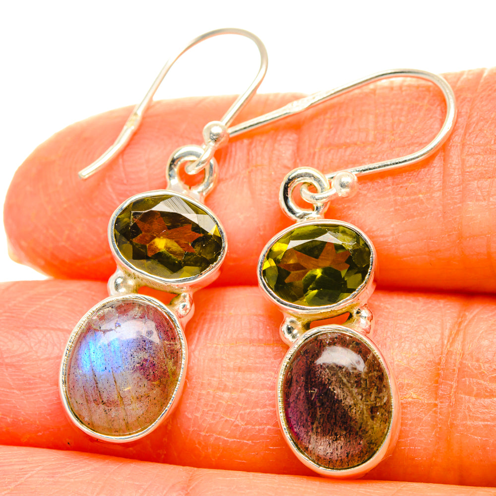 Labradorite, Green Tourmaline Earrings handcrafted by Anasilvercos - EARR428242