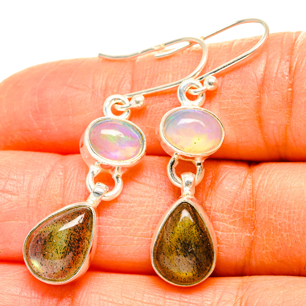 Labradorite, Ethiopian Opal Earrings handcrafted by Anasilvercos - EARR428244