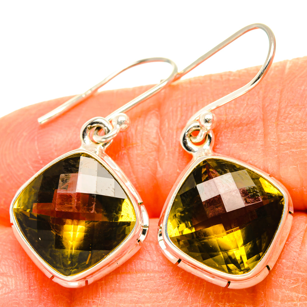 Olive Quartz Earrings handcrafted by Anasilvercos - EARR428255