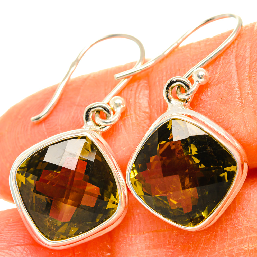 Olive Quartz Earrings handcrafted by Anasilvercos - EARR428258