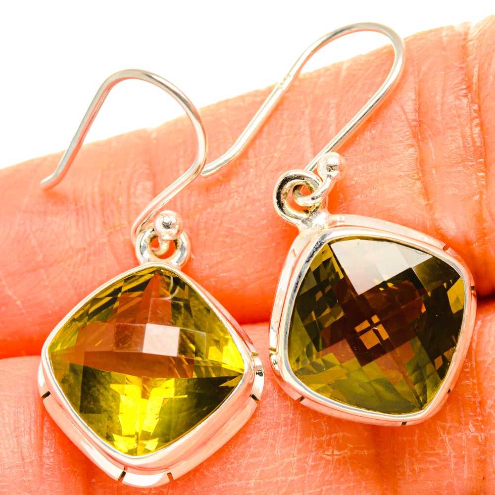 Olive Quartz Earrings handcrafted by Anasilvercos - EARR428269