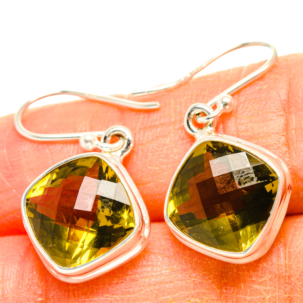 Olive Quartz Earrings handcrafted by Anasilvercos - EARR428304