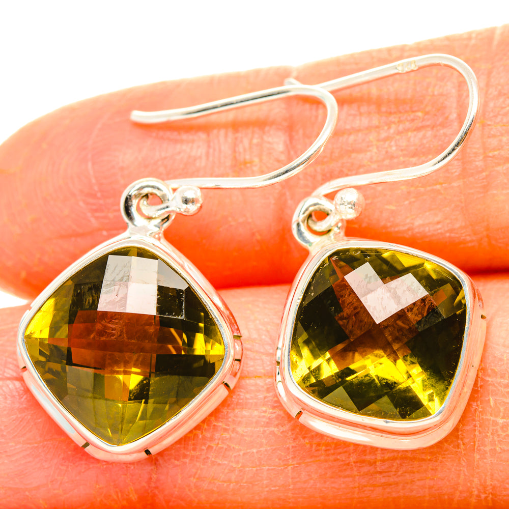 Olive Quartz Earrings handcrafted by Anasilvercos - EARR428308