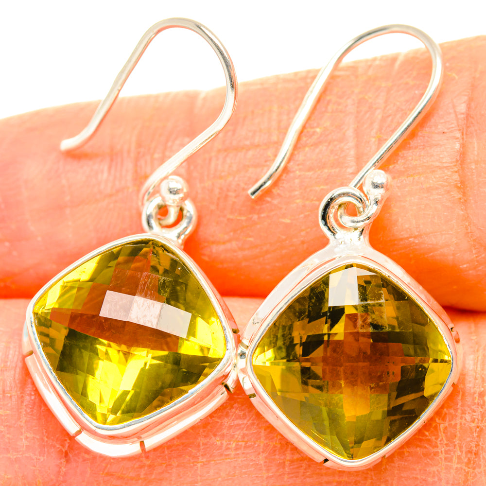 Lemon Quartz Earrings handcrafted by Anasilvercos - EARR428310