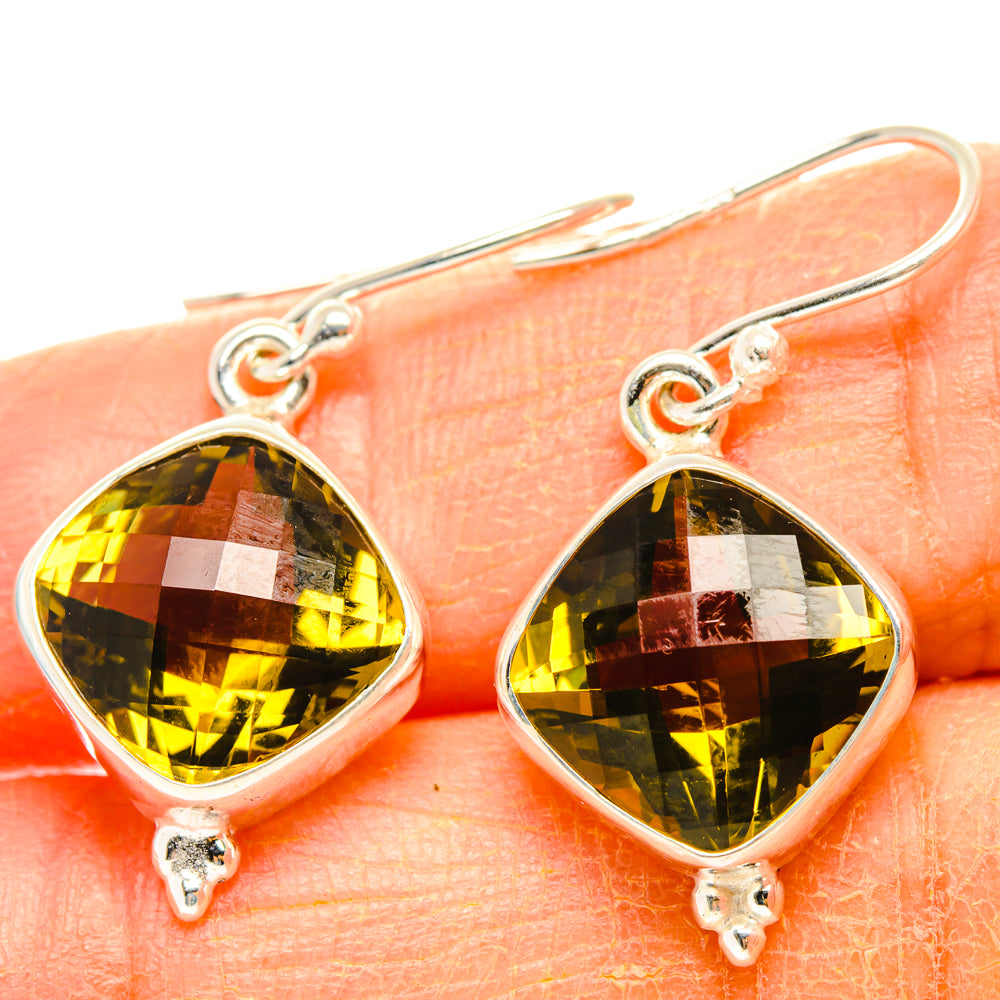 Olive Quartz Earrings handcrafted by Anasilvercos - EARR428316