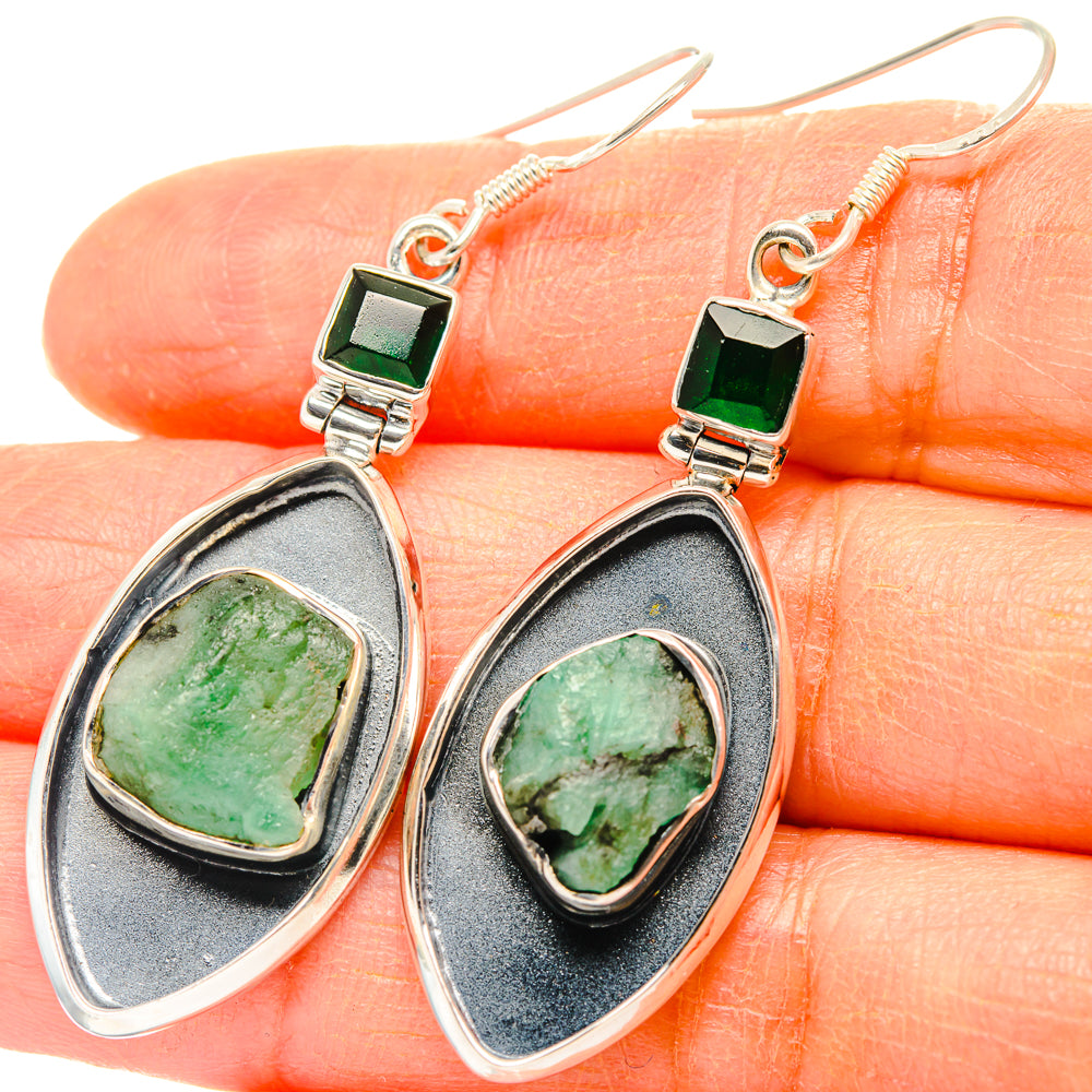 Emerald Earrings handcrafted by Anasilvercos - EARR428326