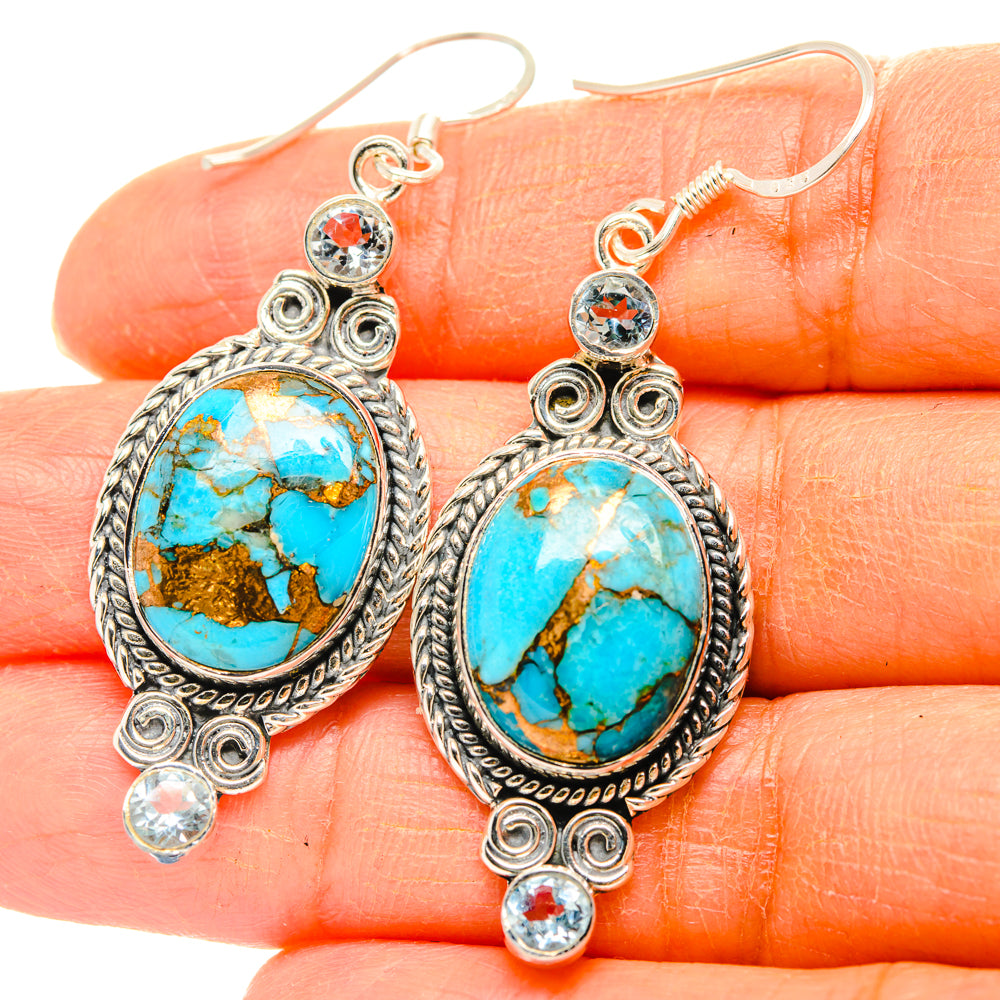 Blue Copper Composite Turquoise Earrings handcrafted by Anasilvercos - EARR428335