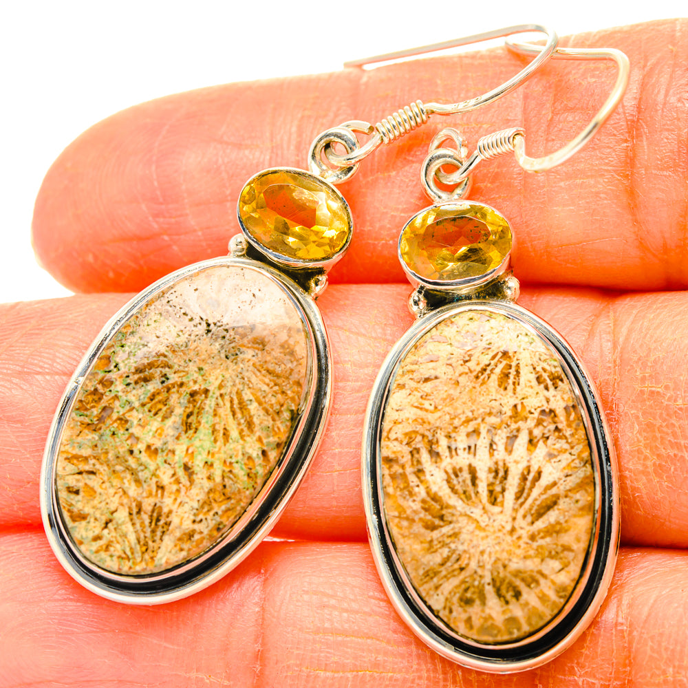 Fossil Coral Earrings handcrafted by Anasilvercos - EARR428343