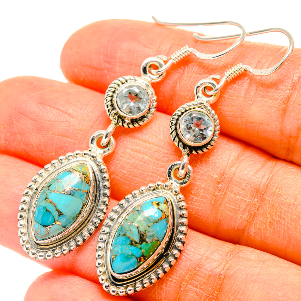 Blue Copper Composite Turquoise Earrings handcrafted by Anasilvercos - EARR428351
