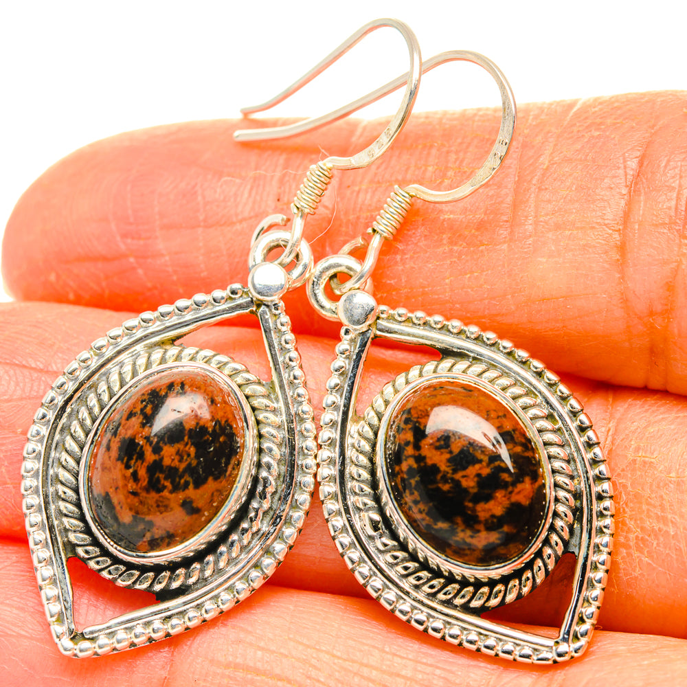 Mahogany Obsidian Earrings handcrafted by Anasilvercos - EARR428352