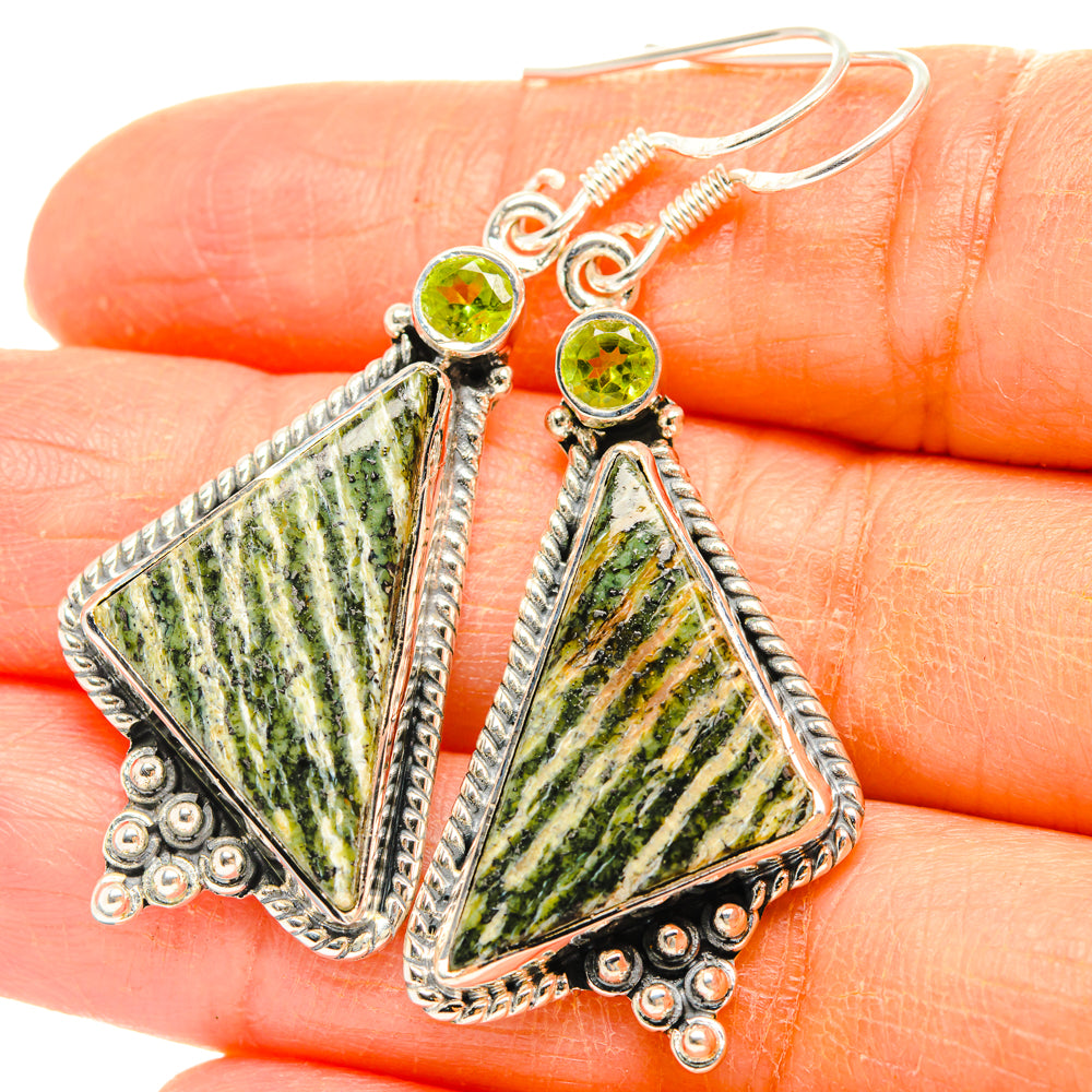 Green Swiss Opal Earrings handcrafted by Anasilvercos - EARR428357