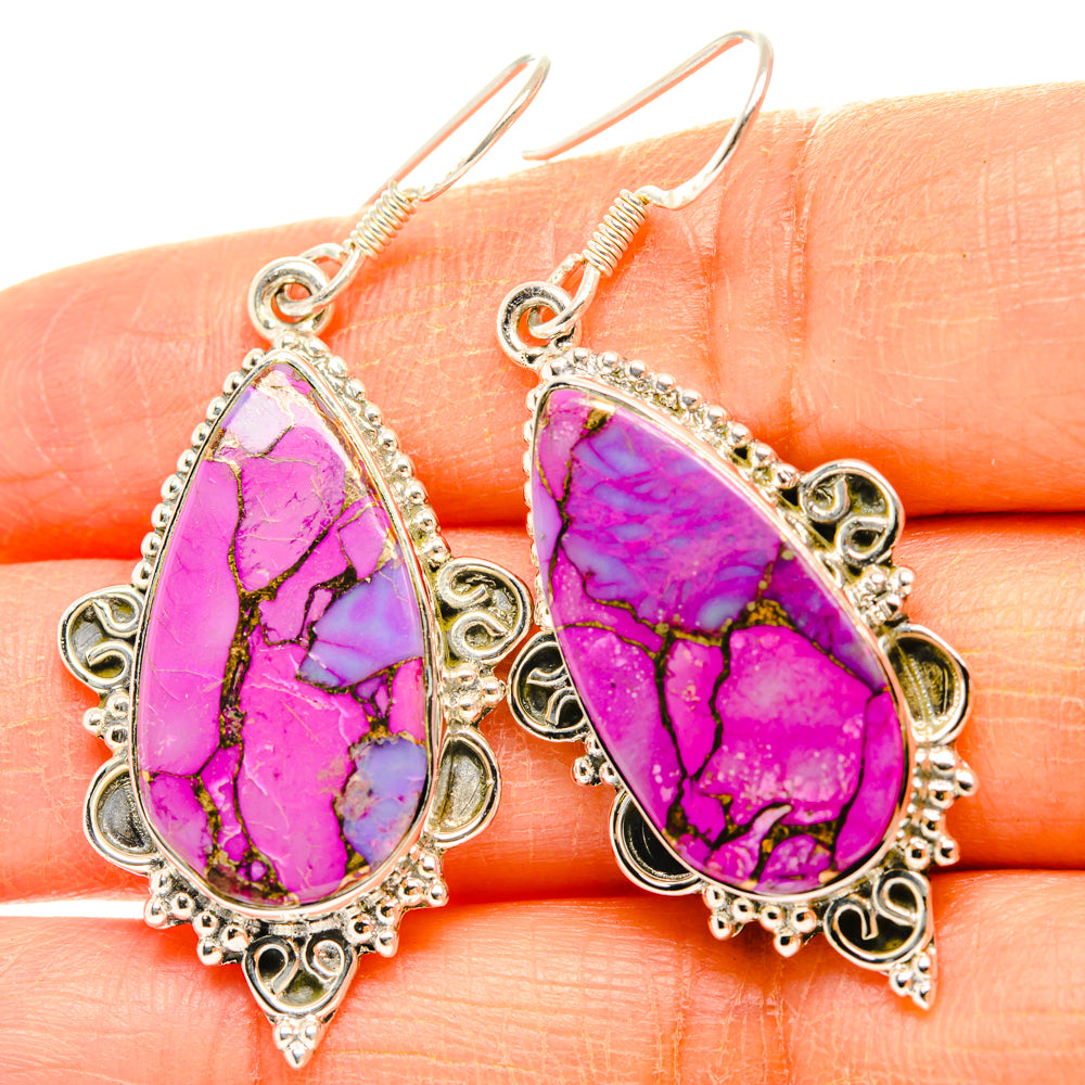 Purple Copper Composite Turquoise Earrings handcrafted by Anasilvercos - EARR428362