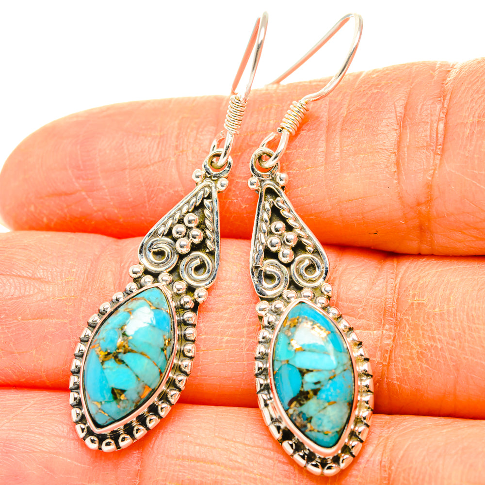 Blue Copper Composite Turquoise Earrings handcrafted by Anasilvercos - EARR428371