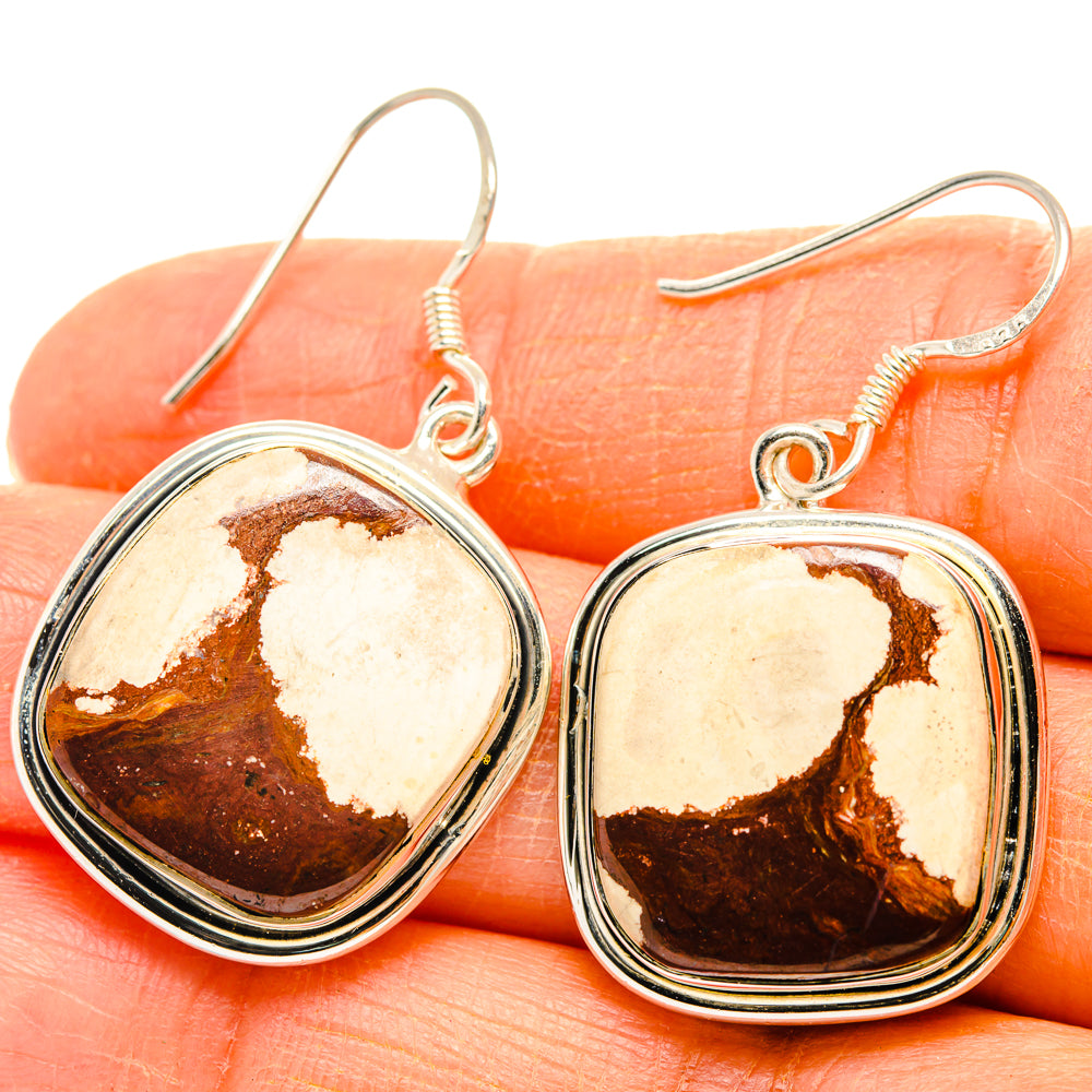 Peanut Wood Jasper Earrings handcrafted by Anasilvercos - EARR428373