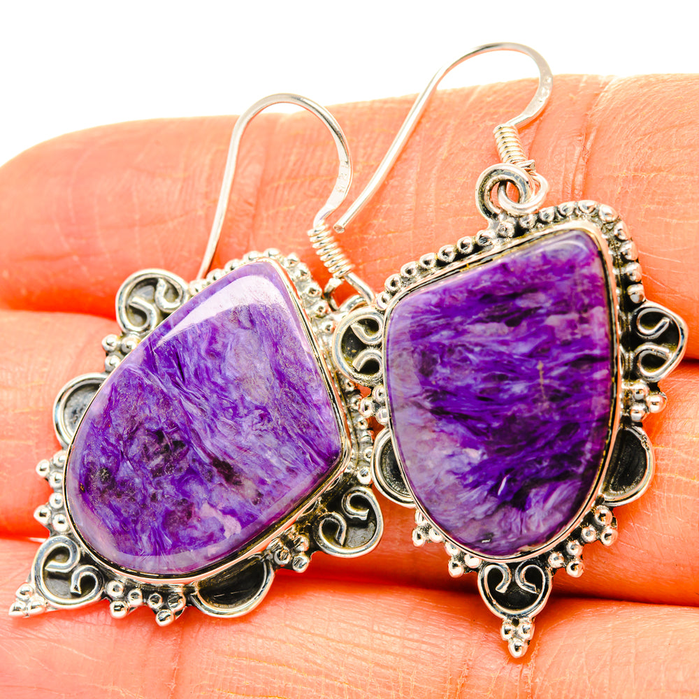 Charoite Earrings handcrafted by Anasilvercos - EARR428374
