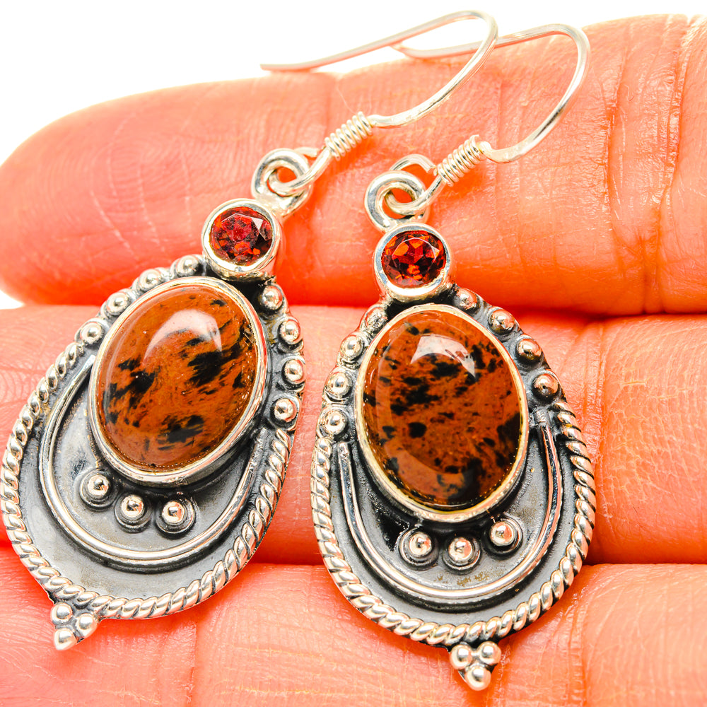 Mahogany Obsidian Earrings handcrafted by Anasilvercos - EARR428377