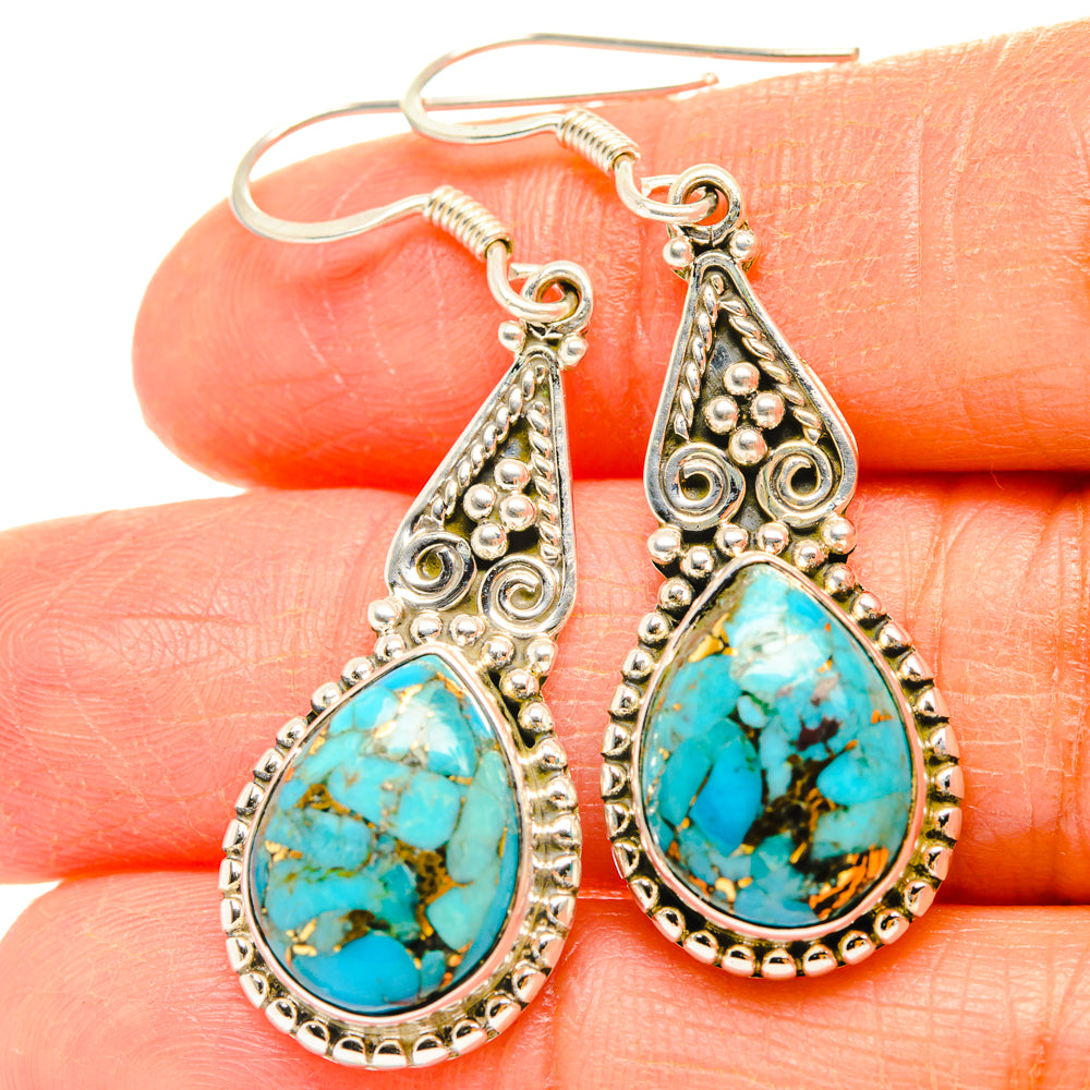 Blue Copper Composite Turquoise Earrings handcrafted by Anasilvercos - EARR428379