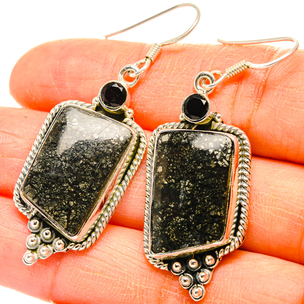 Pyrite Agate Earrings handcrafted by Anasilvercos - EARR428390