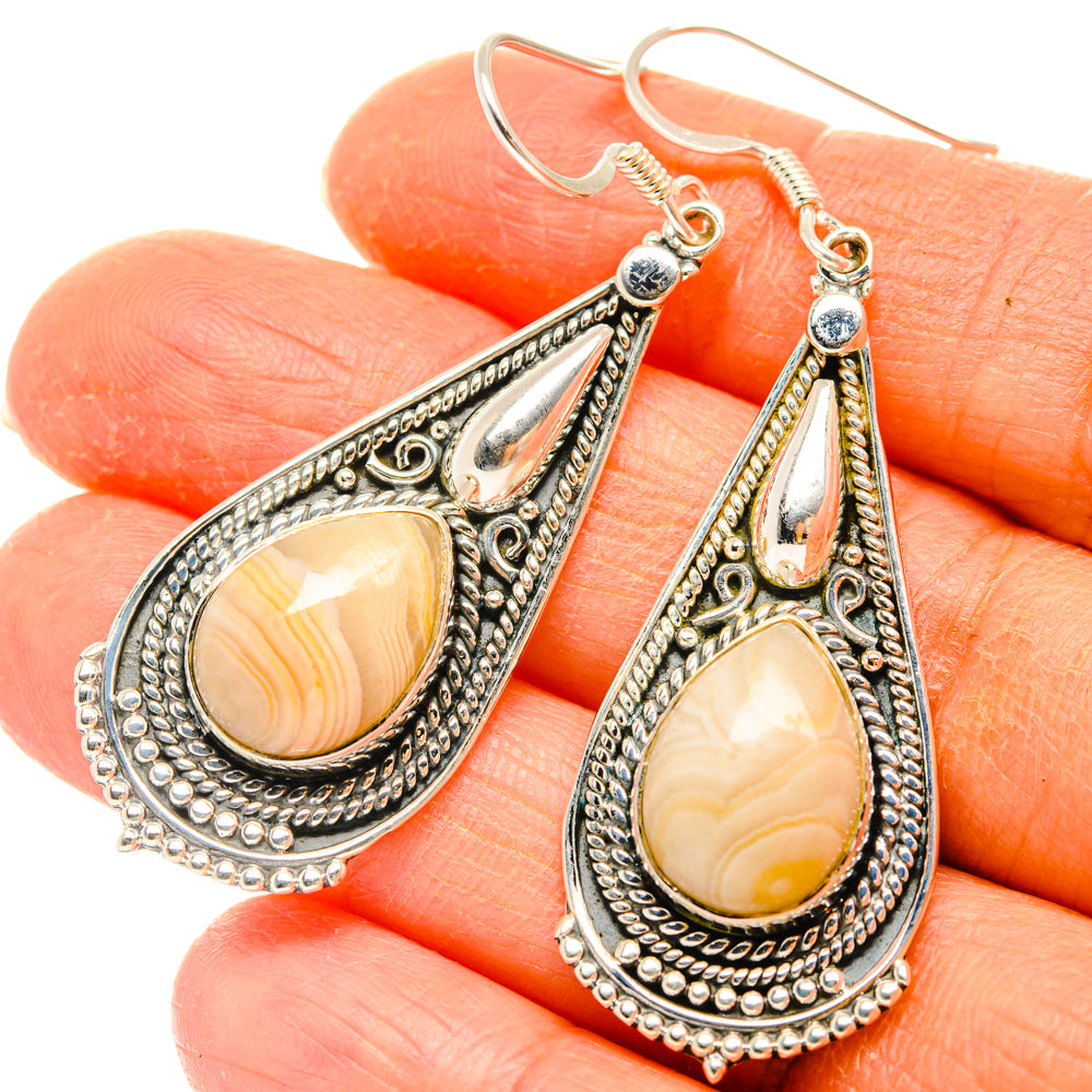 Laguna Lace Agate Earrings handcrafted by Anasilvercos - EARR428420