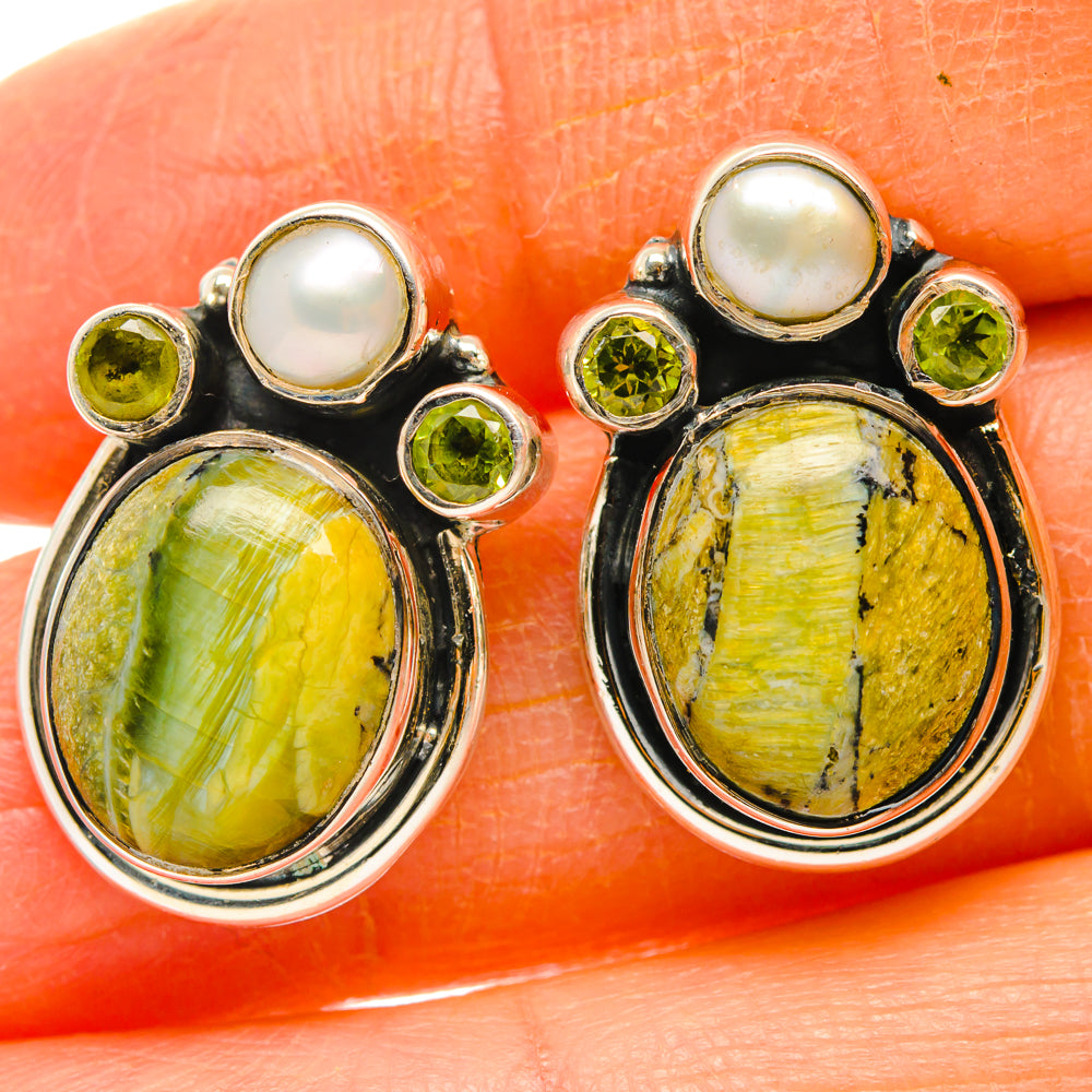 African Green Opal Earrings handcrafted by Anasilvercos - EARR428427