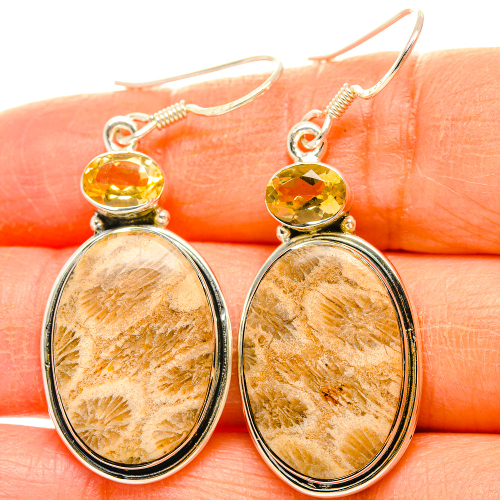 Fossil Coral Earrings handcrafted by Anasilvercos - EARR428443