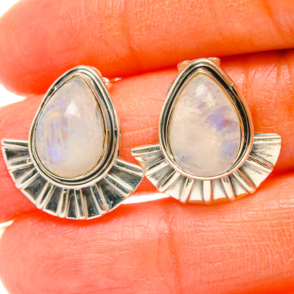 Rainbow Moonstone Earrings handcrafted by Anasilvercos - EARR428447