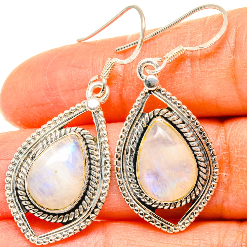 Rainbow Moonstone Earrings handcrafted by Anasilvercos - EARR428481