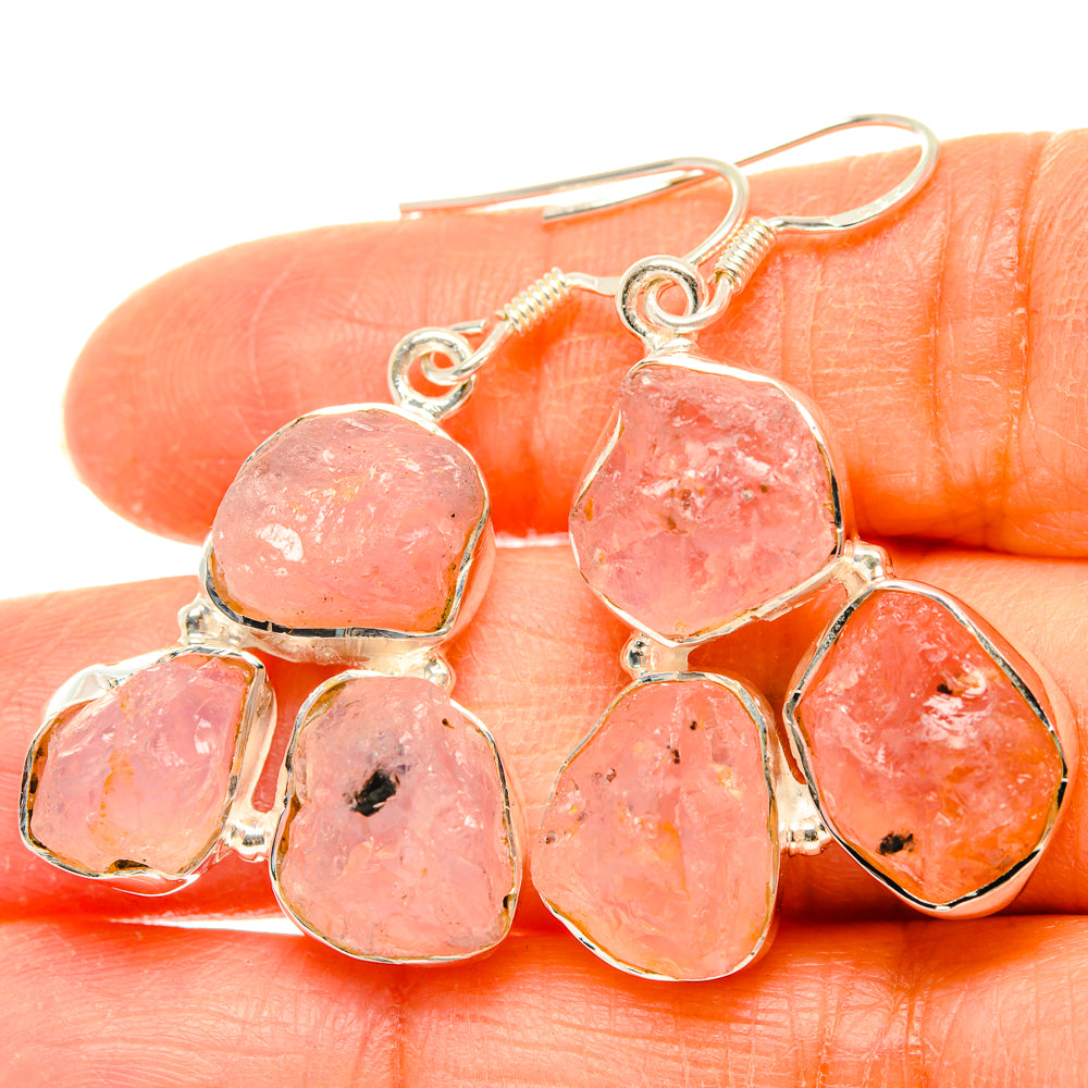 Rose Quartz Earrings handcrafted by Anasilvercos - EARR428493
