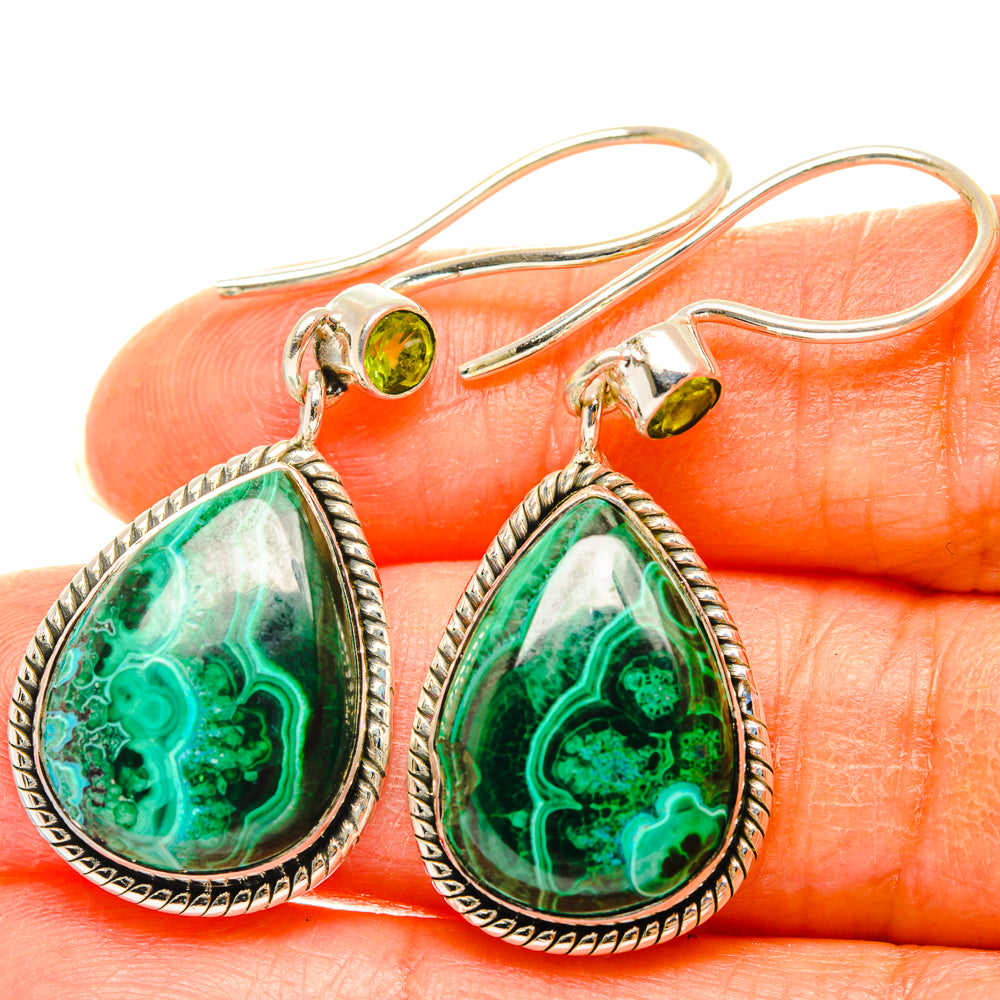 Malachite In Chrysocolla Earrings handcrafted by Anasilvercos - EARR428511