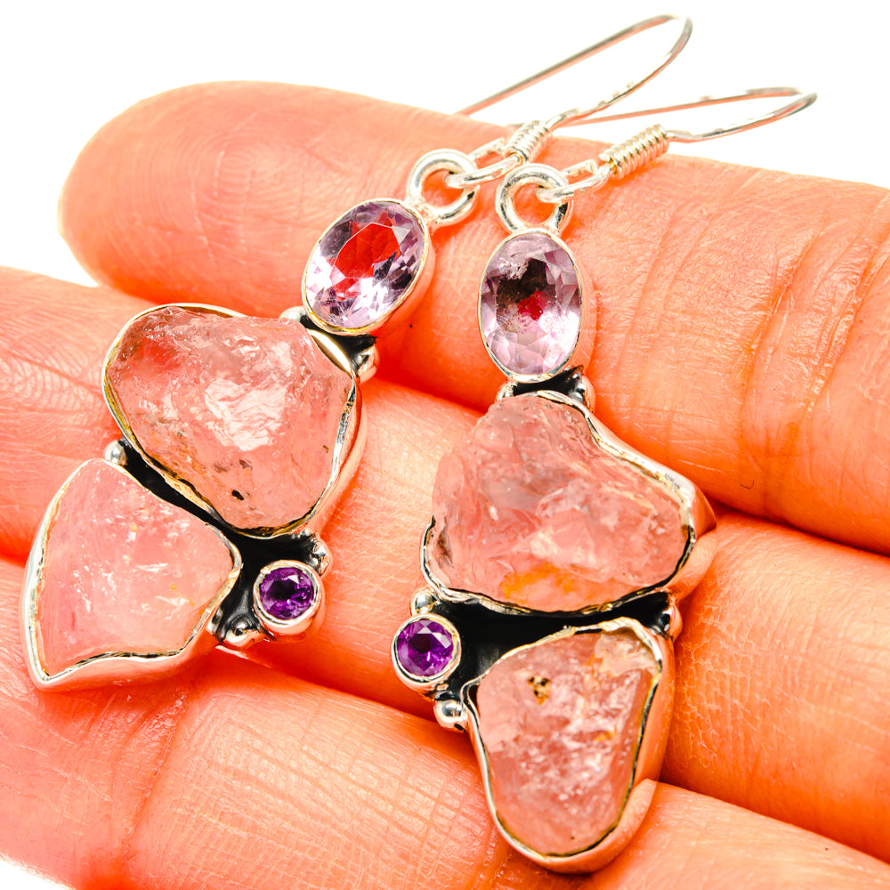 Rose Quartz Earrings handcrafted by Anasilvercos - EARR428515
