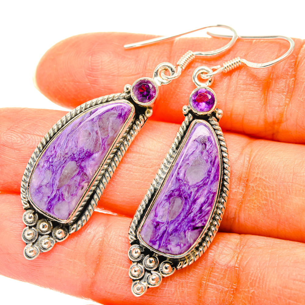 Charoite Earrings handcrafted by Anasilvercos - EARR428525