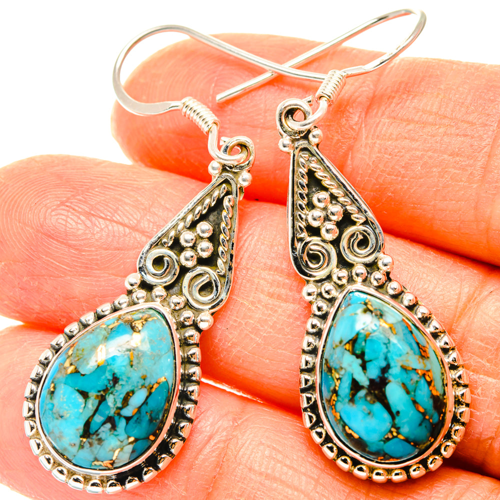 Blue Copper Composite Turquoise Earrings handcrafted by Anasilvercos - EARR428536