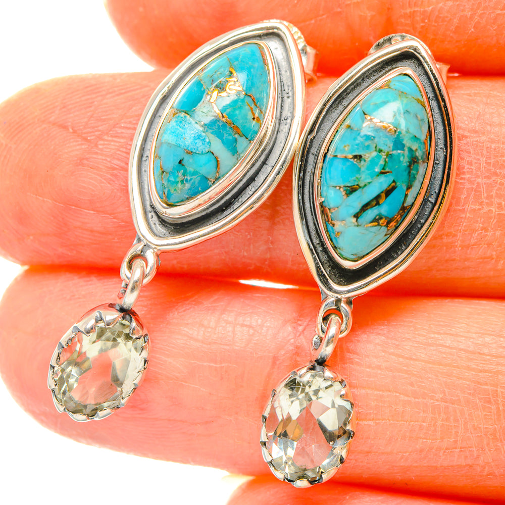 Blue Copper Composite Turquoise Earrings handcrafted by Anasilvercos - EARR428537