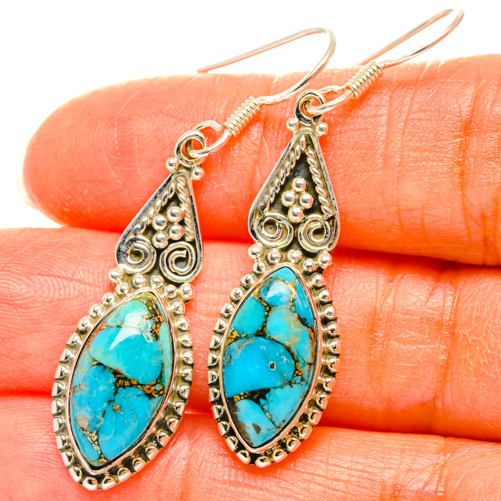 Blue Copper Composite Turquoise Earrings handcrafted by Anasilvercos - EARR428596