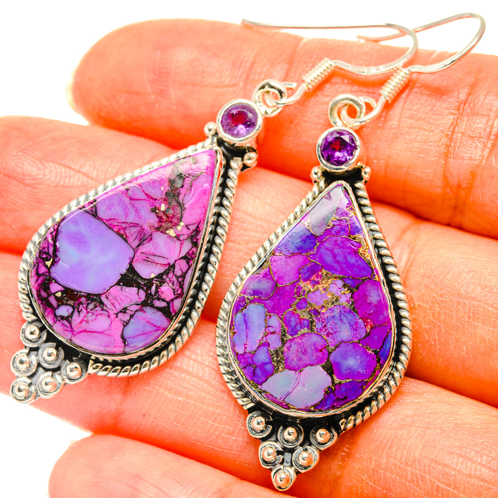 Purple Copper Composite Turquoise Earrings handcrafted by Anasilvercos - EARR428600