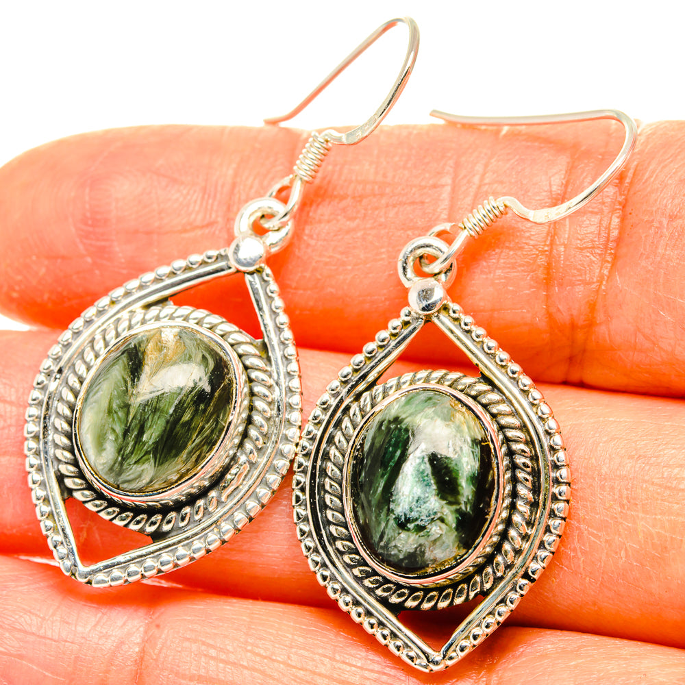 Seraphinite Earrings handcrafted by Anasilvercos - EARR428616