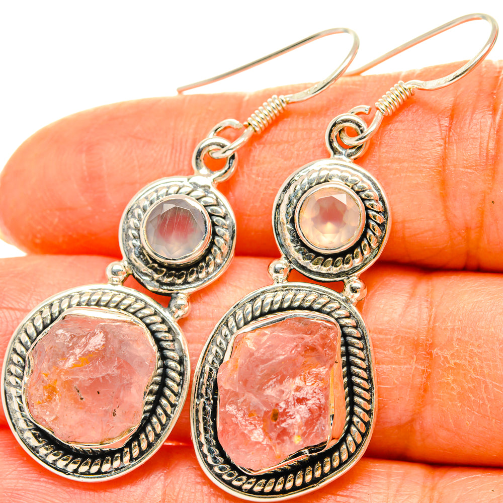 Rose Quartz Earrings handcrafted by Anasilvercos - EARR428644
