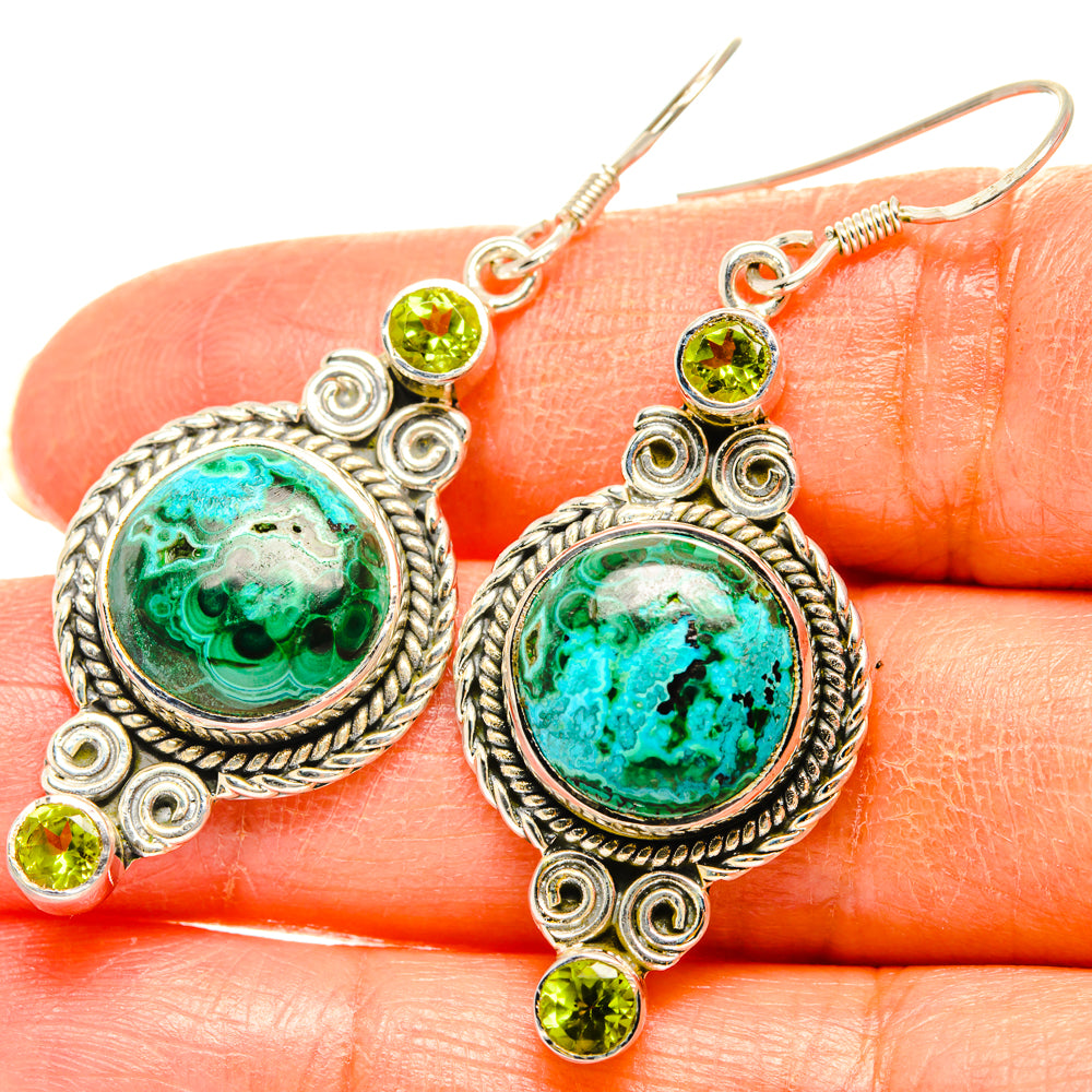 Malachite In Chrysocolla Earrings handcrafted by Anasilvercos - EARR428671