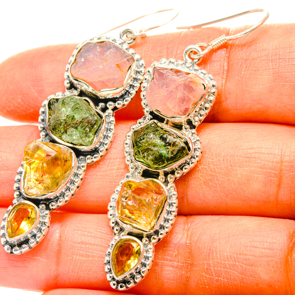 Rose Quartz Earrings handcrafted by Anasilvercos - EARR428690