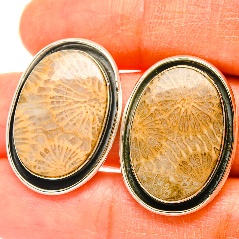 Fossil Coral Earrings handcrafted by Anasilvercos - EARR428692